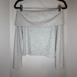 Art Class Heather Gray Fold Over Off Shoulder Top